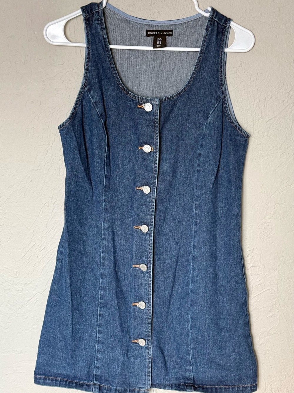 Sincerly Jules Sleeveless Button-Front Denim Dress - Blue